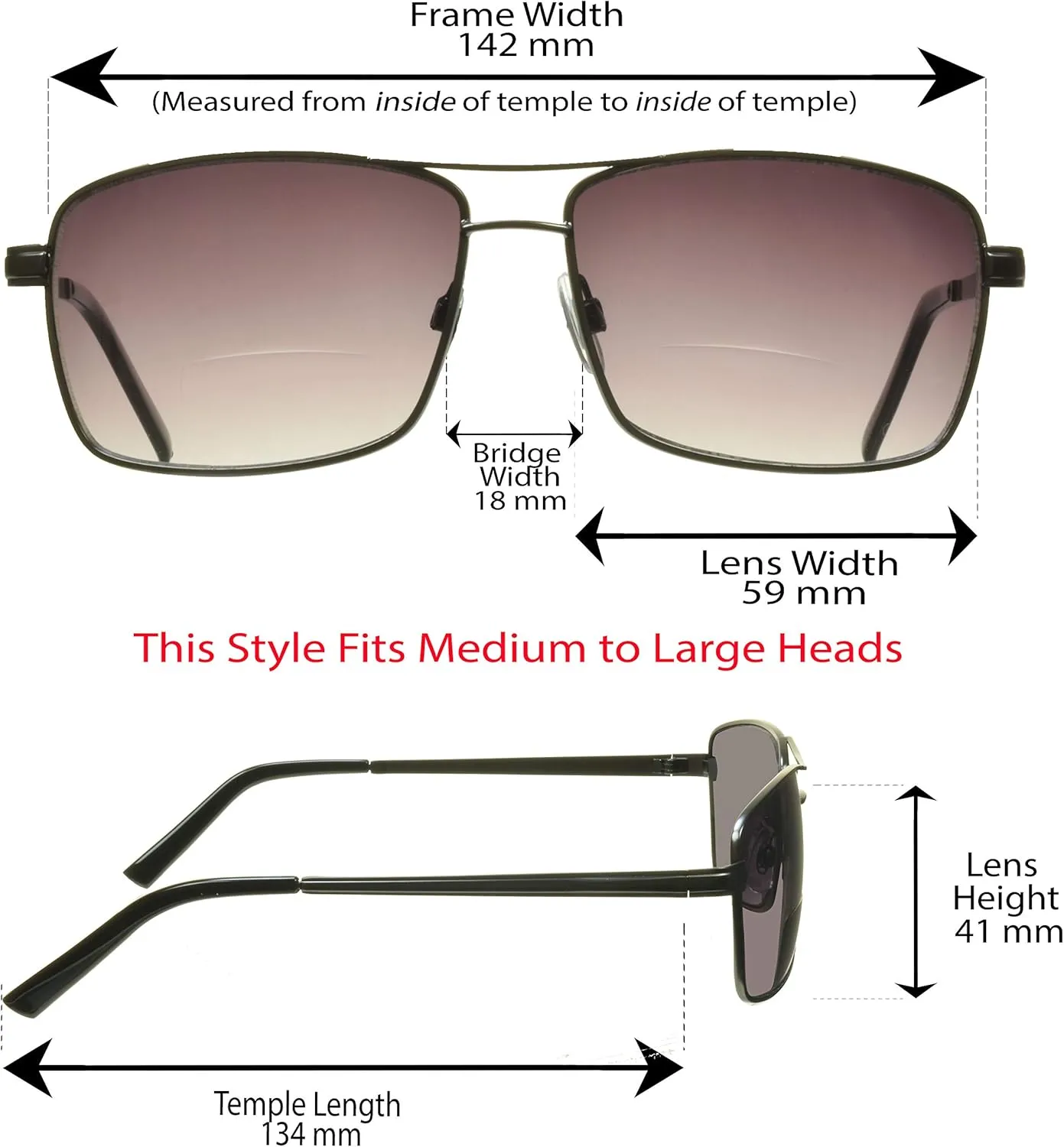 proSPORT Bifocal Sunglasses Aviator for Men & Women 100% UV Protection Large Fit