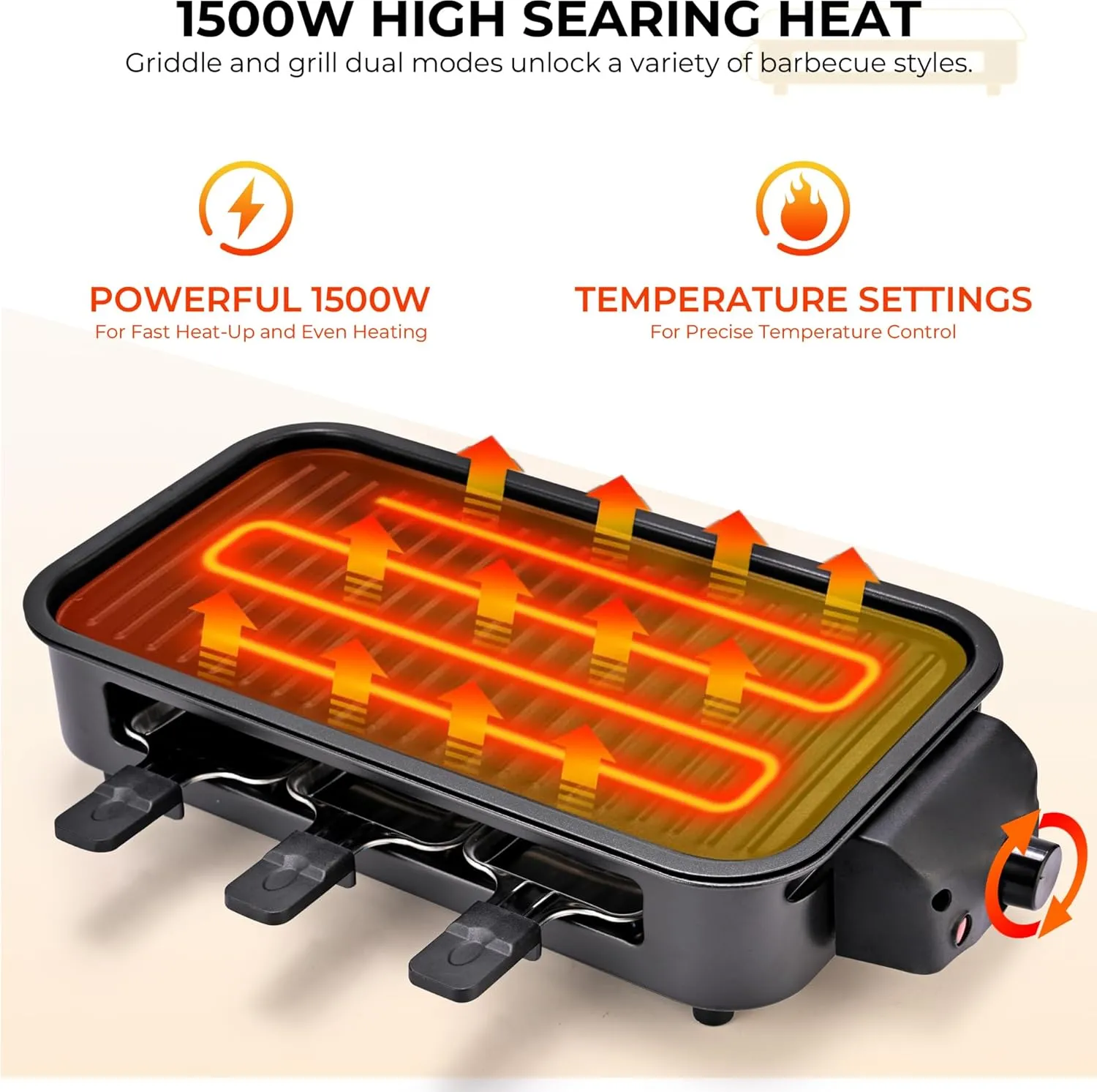Pukomc Electric Indoor Grill,2 in 1 Indoor Grills for Kitchen with Grill Net & Non-Stick Cooking Removable Plate, Temperature Control, Dishwasher Safe, 1700W Black