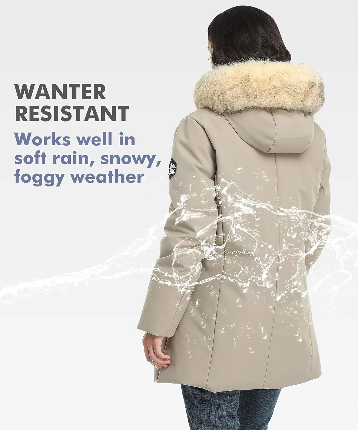 PUREMSX Winter Coat for Women, Thick Warm Fur Hood Insulated Vegan Down Padded Jacket Parka XS-XXL