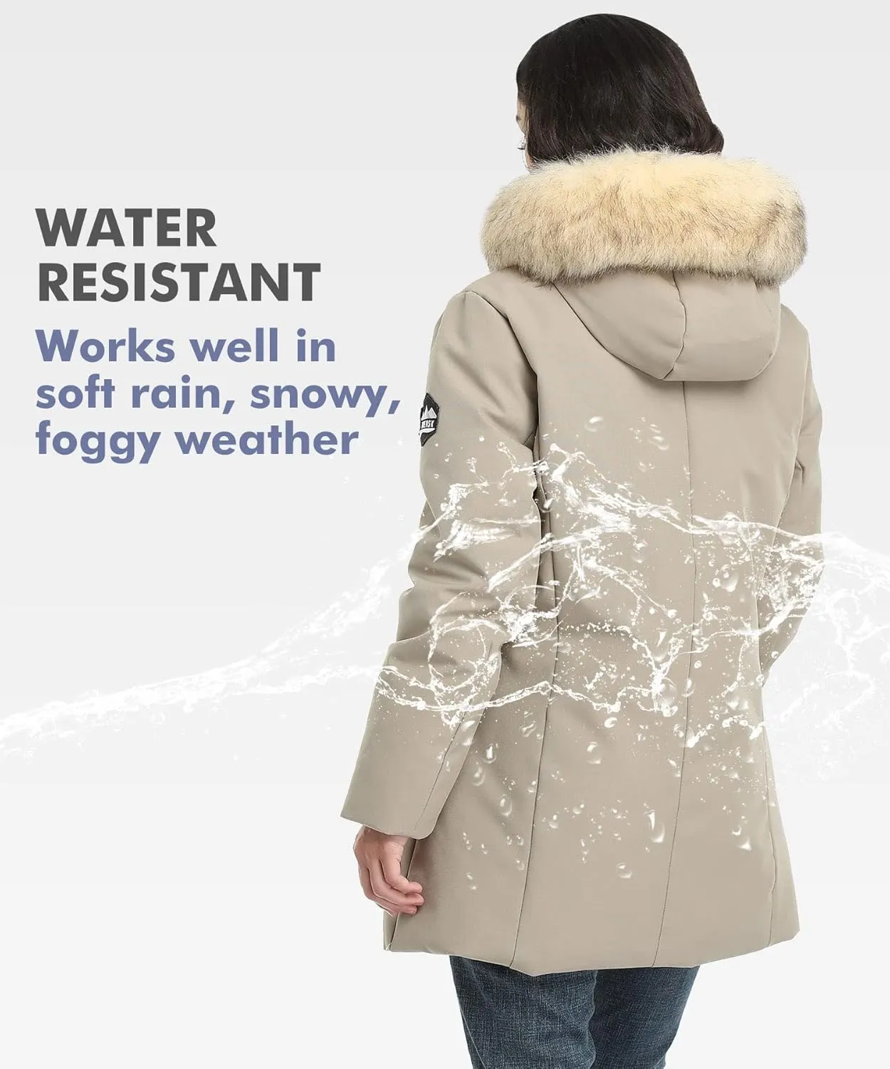 PUREMSX Winter Coat for Women, Thick Warm Fur Hood Insulated Vegan Down Padded Jacket Parka XS-XXL