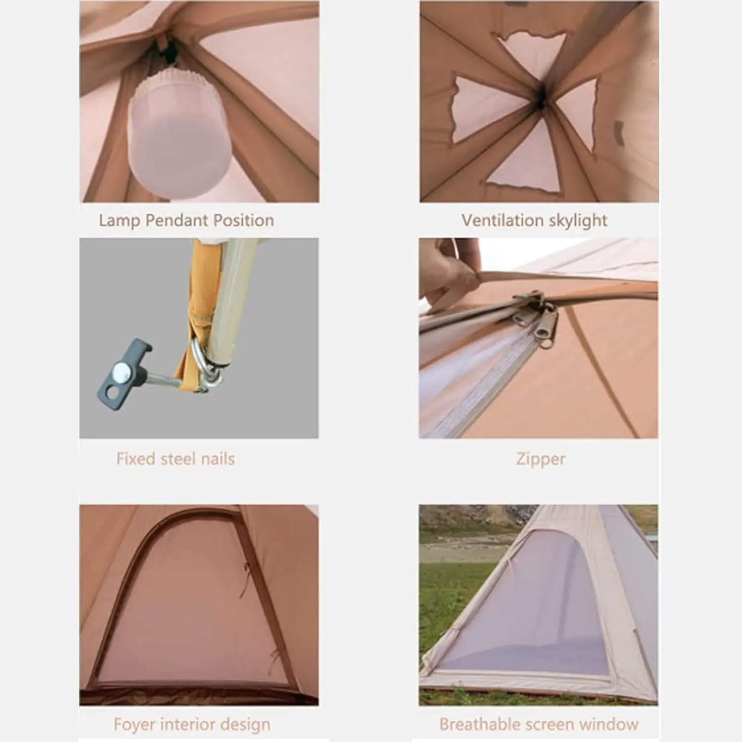 Pyramid Tent Indian Teepee Tents with Sun Shelter 3 4 People Family Tent Waterproof Outdoor Camping Cotton Tent Yurt Tent for Mountaineering Hiking Camping