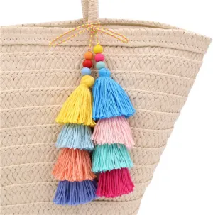 QTMY Colorful Tassel Bag Charm for Women,Layered Tassel Keychain Keyring Purse Handbag Decor Pendant (1)