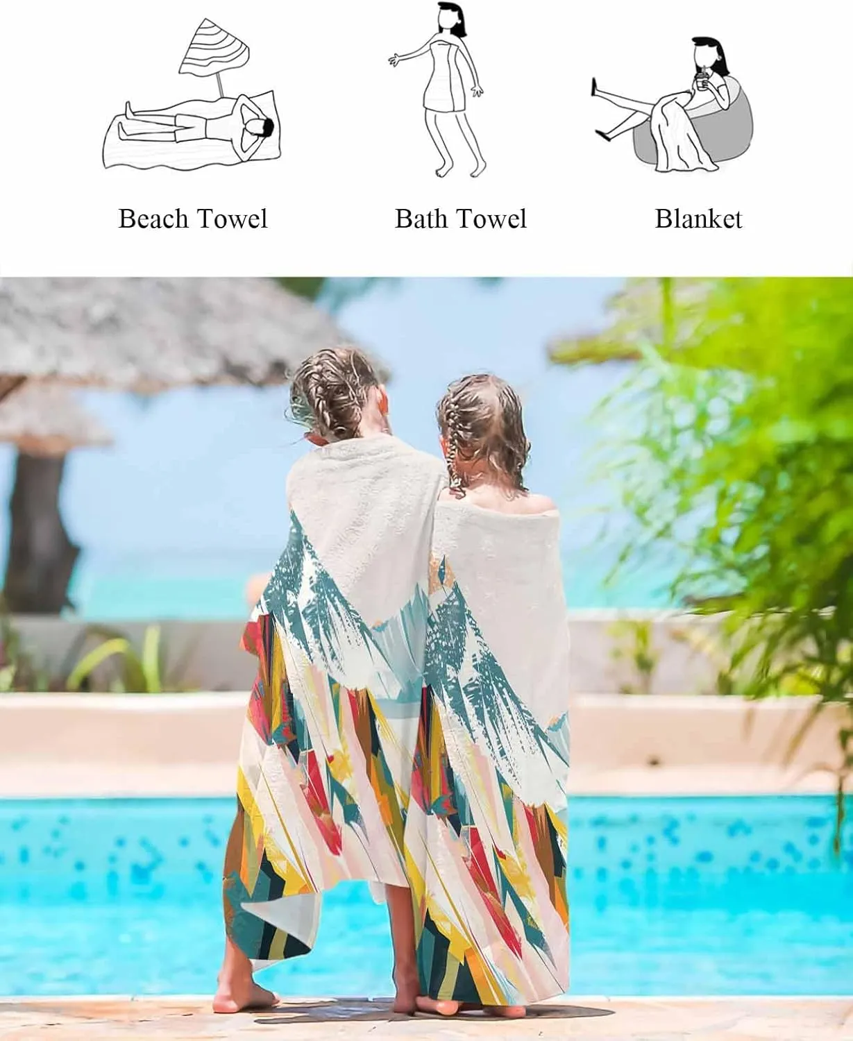 Quick-Drying Microfiber Beach Towel, Abstract Art Soft Absorbent Bath Shower Towels, Oil Painting Mountains Lightweight Portable Towel/Blanket for Travel/Swimming Pool/Camping/Yoga/Gym，35x70 Inch