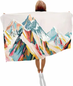 Quick-Drying Microfiber Beach Towel, Abstract Art Soft Absorbent Bath Shower Towels, Oil Painting Mountains Lightweight Portable Towel/Blanket for Travel/Swimming Pool/Camping/Yoga/Gym，35x70 Inch