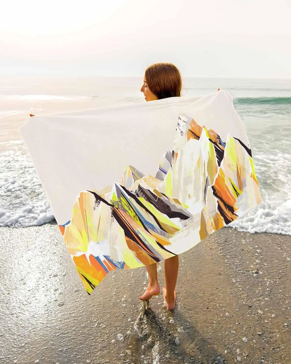 Quick-Drying Microfiber Beach Towel, Abstract Art Soft Absorbent Bath Shower Towels, Oil Painting Mountains Lightweight Portable Towel/Blanket for Travel/Swimming Pool/Camping/Yoga/Gym，35x70 Inch