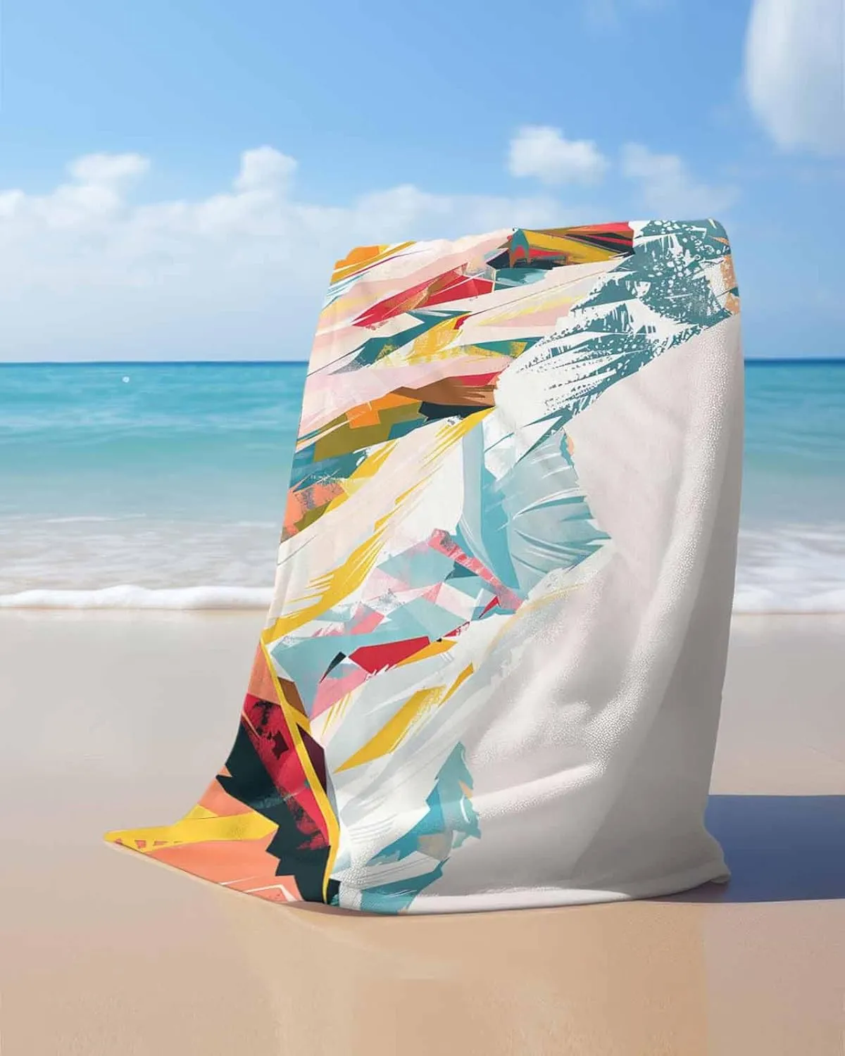 Quick-Drying Microfiber Beach Towel, Abstract Art Soft Absorbent Bath Shower Towels, Oil Painting Mountains Lightweight Portable Towel/Blanket for Travel/Swimming Pool/Camping/Yoga/Gym，35x70 Inch