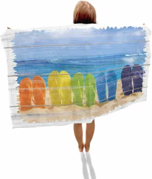 Quick-Drying Microfiber Beach Towel, Coastal Beach Theme Soft Absorbent Bath Shower Towels, Retro Wood Grain Lightweight Portable Towel/Blanket for Travel/Swimming Pool/Camping/Yoga/Gym，35x70 Inch