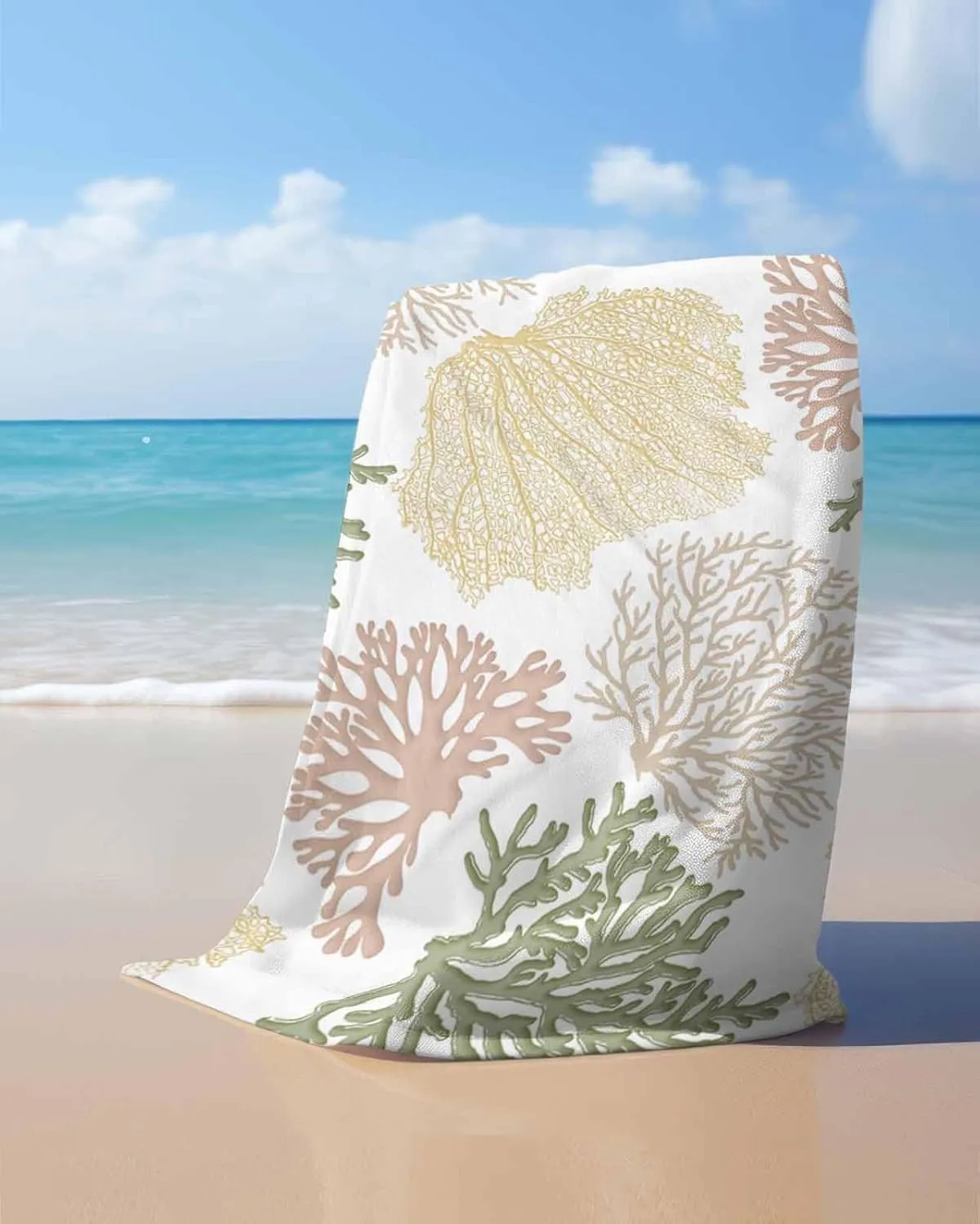 Quick-Drying Microfiber Beach Towel, Ocean Coral Soft Absorbent Bath Shower Towels, Geometric Abstract Texture Lightweight Portable Towel/Blanket for Travel/Swimming Pool/Camping/Yoga/Gym，35x70 Inch