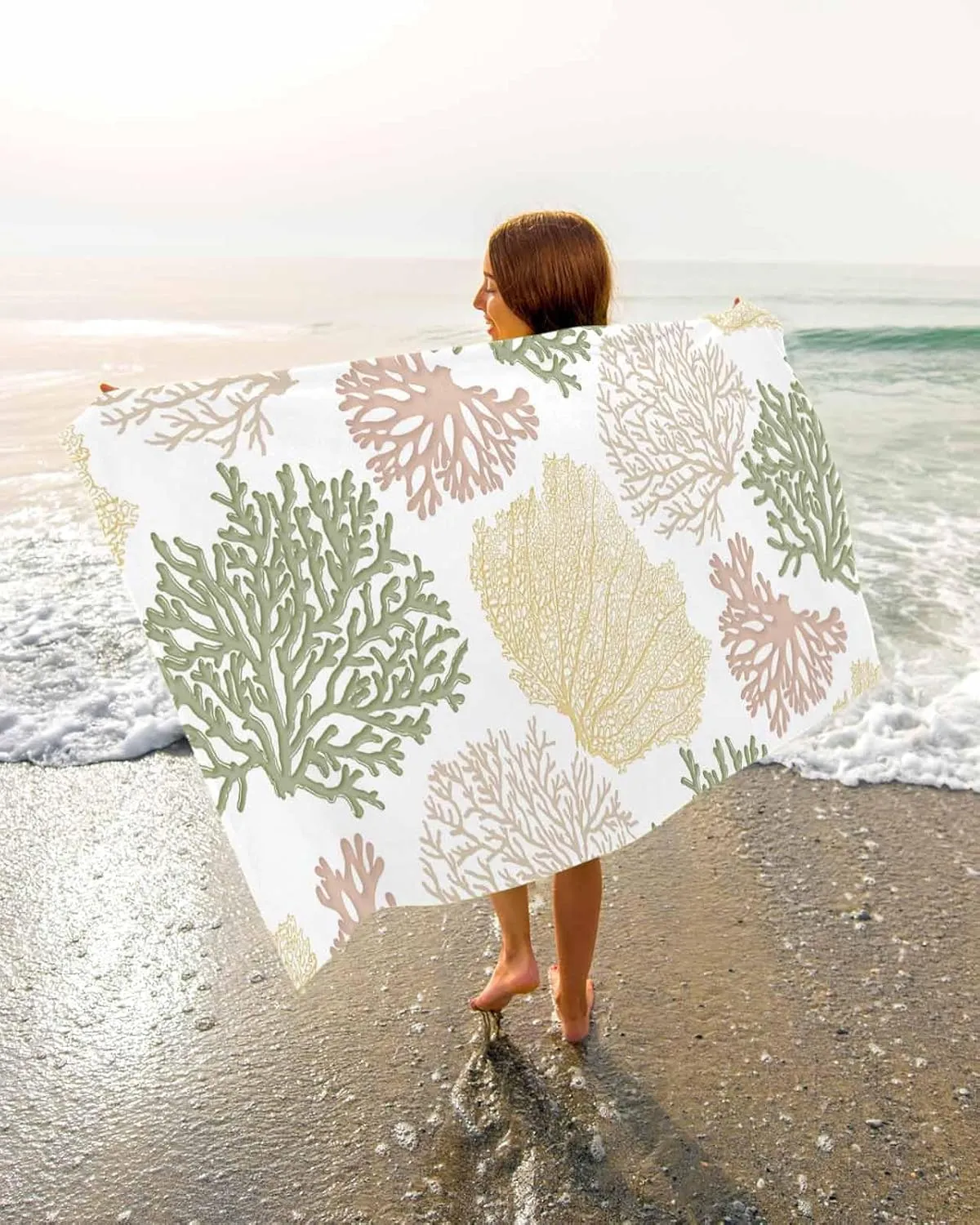 Quick-Drying Microfiber Beach Towel, Ocean Coral Soft Absorbent Bath Shower Towels, Geometric Abstract Texture Lightweight Portable Towel/Blanket for Travel/Swimming Pool/Camping/Yoga/Gym，35x70 Inch