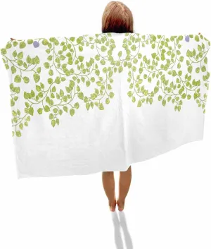 Quick-Drying Microfiber Beach Towel, Saga Green Leaves Soft Absorbent Bath Shower Towels, Country Plants Lightweight Portable Towel/Blanket for Travel/Swimming Pool/Camping/Yoga/Gym，35x70 Inch