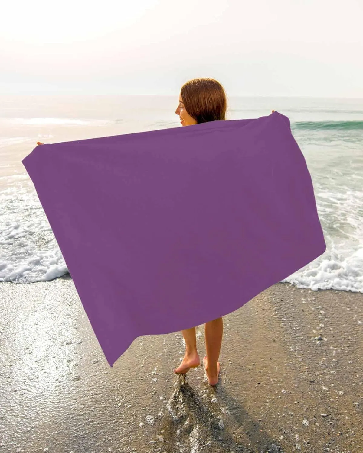 Quick-Drying Microfiber Beach Towel, Simplicity Purple Soft Absorbent Bath Shower Towels, Solid Color Lightweight Portable Towel/Blanket for Travel/Swimming Pool/Camping/Yoga/Gym，35x70 Inch