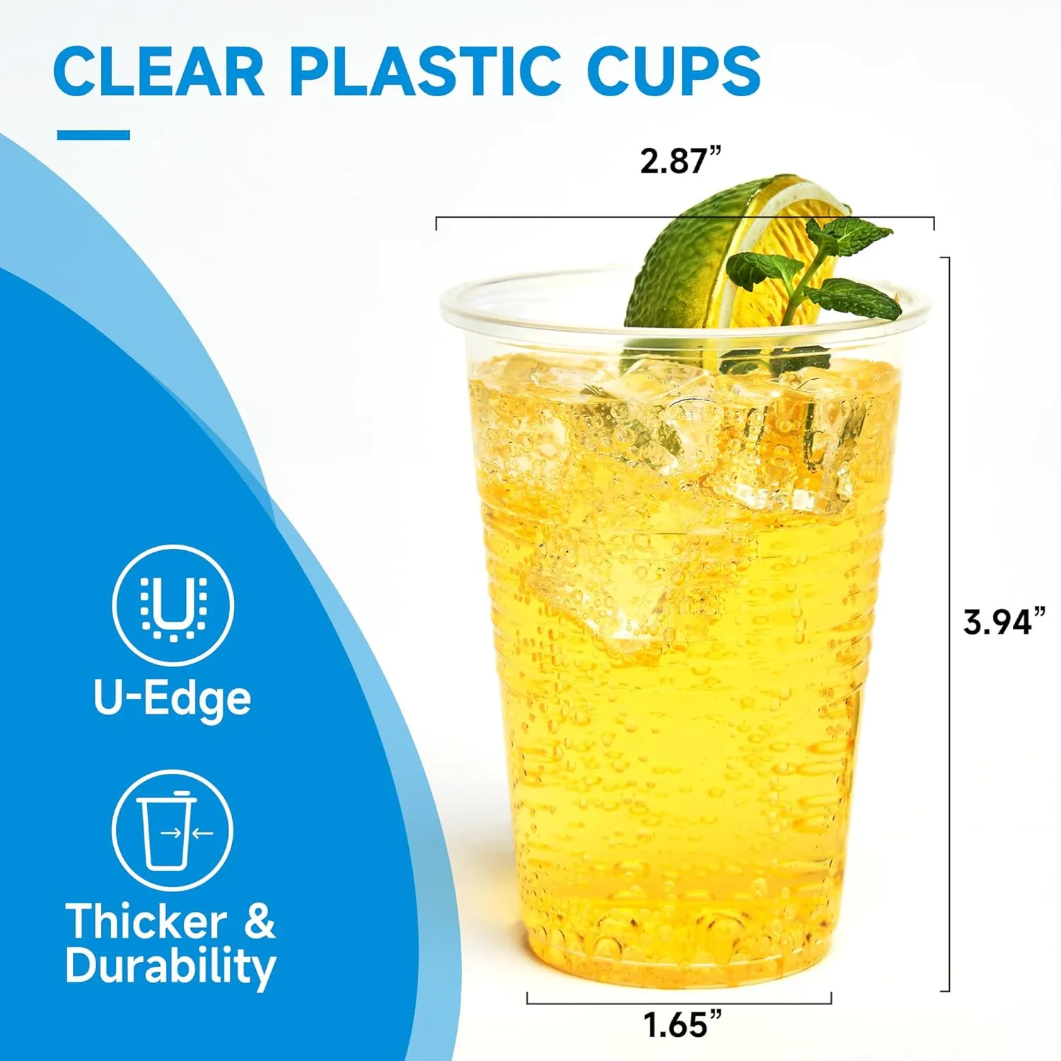 RACETOP 500 pack 9 oz Disposable Plastic Cups, Clear Plastic Cups Tumblers, Disposable Cups Bulk, Transparent for Wedding, Thanksgiving, Birthday, Halloween, Christmas Party