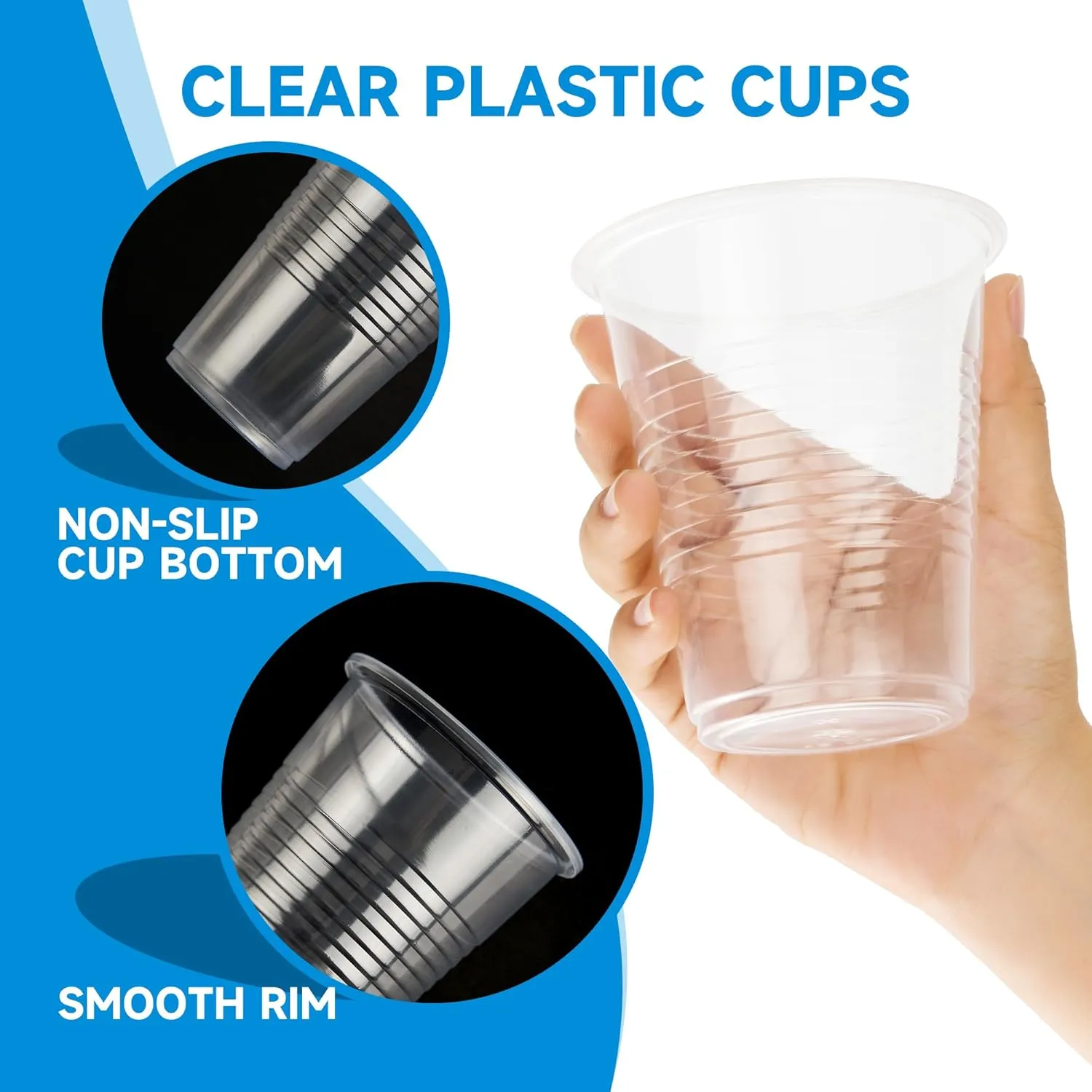 RACETOP 500 pack 9 oz Disposable Plastic Cups, Clear Plastic Cups Tumblers, Disposable Cups Bulk, Transparent for Wedding, Thanksgiving, Birthday, Halloween, Christmas Party