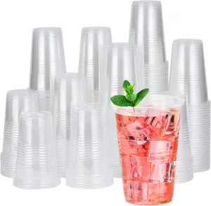 RACETOP 500 pack 9 oz Disposable Plastic Cups, Clear Plastic Cups Tumblers, Disposable Cups Bulk, Transparent for Wedding, Thanksgiving, Birthday, Halloween, Christmas Party