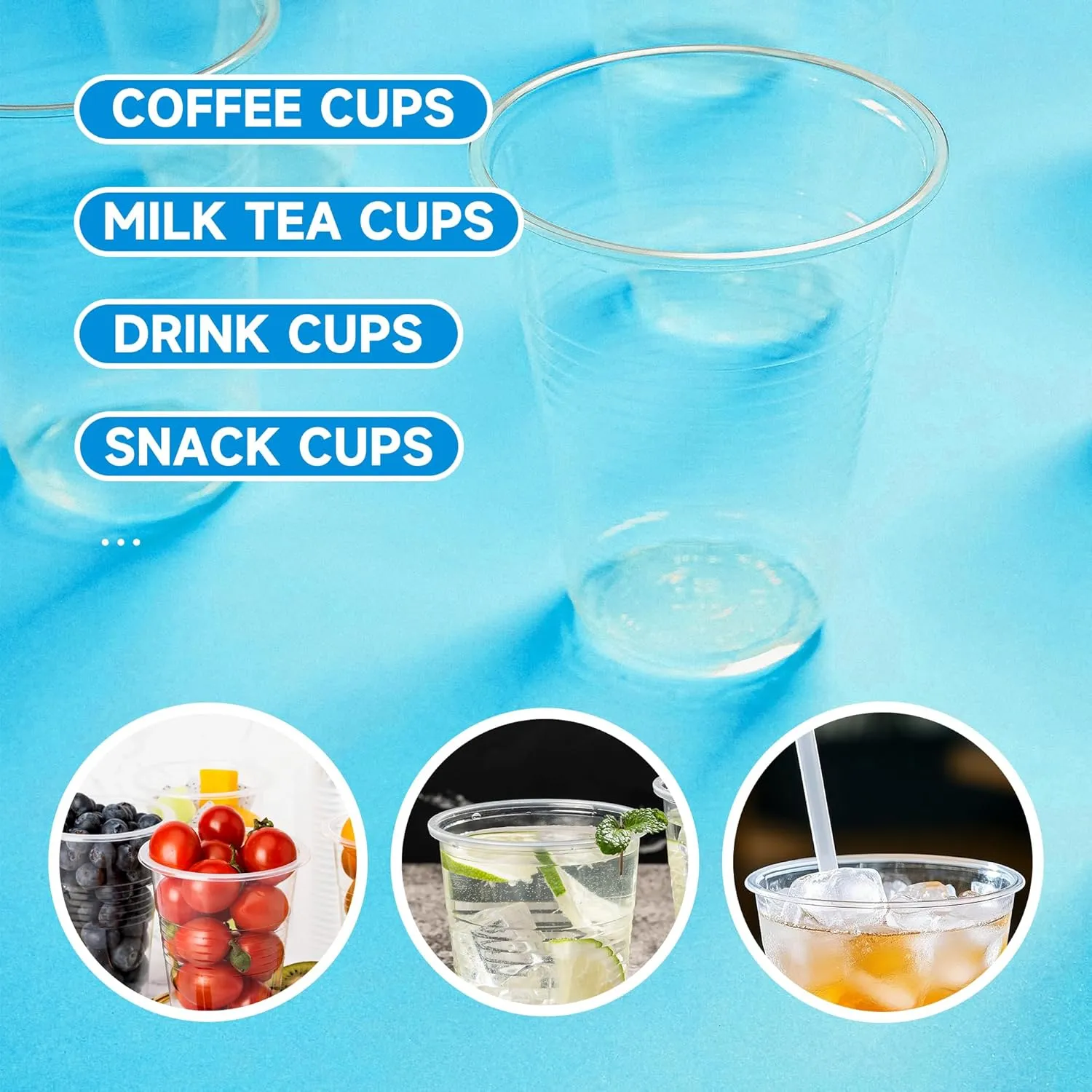 RACETOP 500 pack 9 oz Disposable Plastic Cups, Clear Plastic Cups Tumblers, Disposable Cups Bulk, Transparent for Wedding, Thanksgiving, Birthday, Halloween, Christmas Party