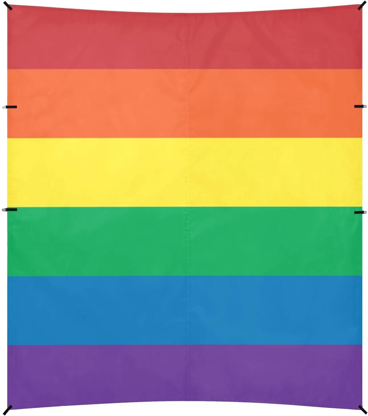 Rainbow Flag Stripe Pattern Foldable Beach Tent UPF50  Protection Water-Resistant Portable Sunshade with Sand Shovel for Backyard and Camping