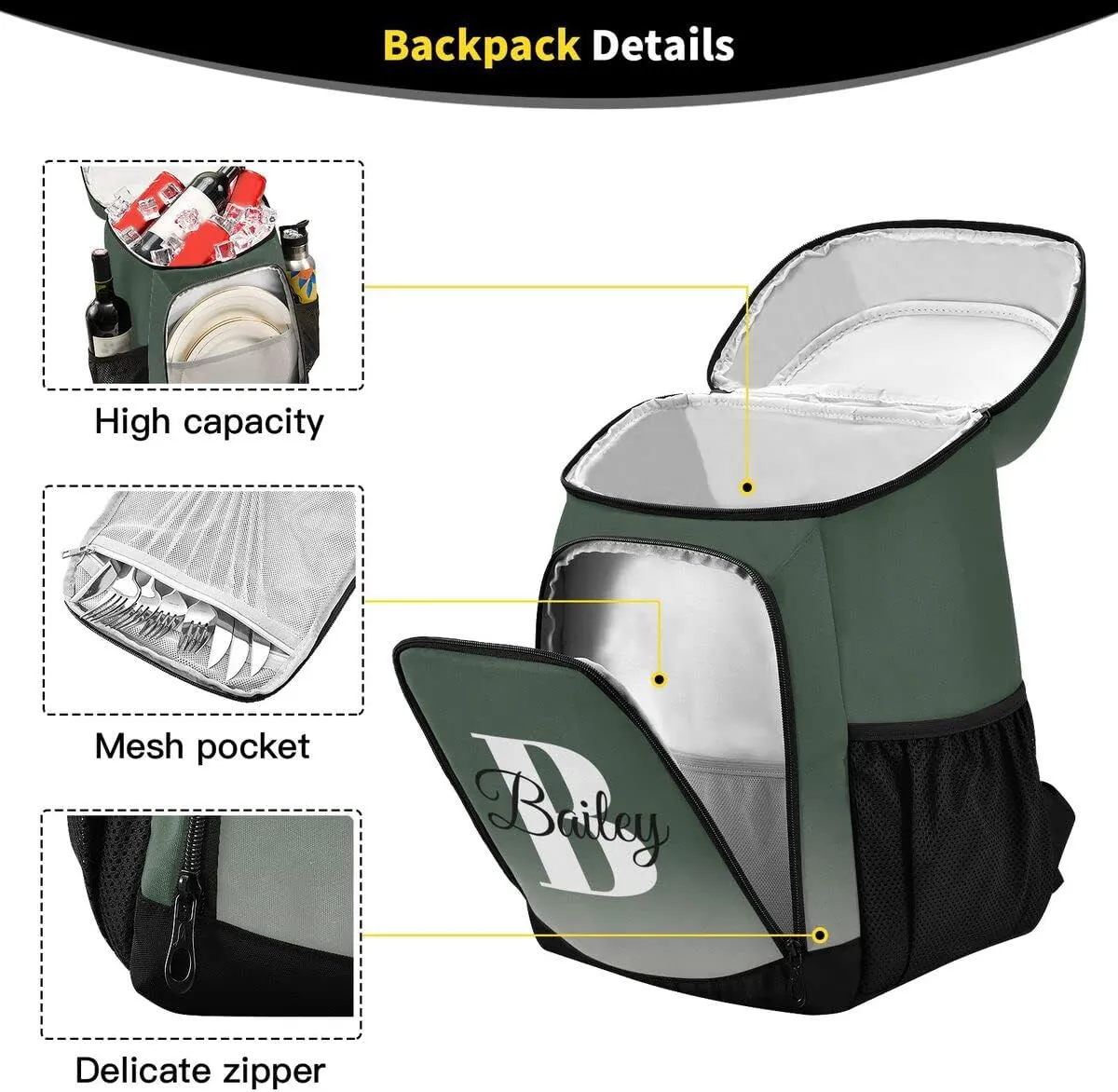 Rainbow Gradient Custom Cooler Backpack Leakproof Backpack Cooler Personalized Insulated Lunch Cooler Bag 30 Cans Camping Coolers for Men Women