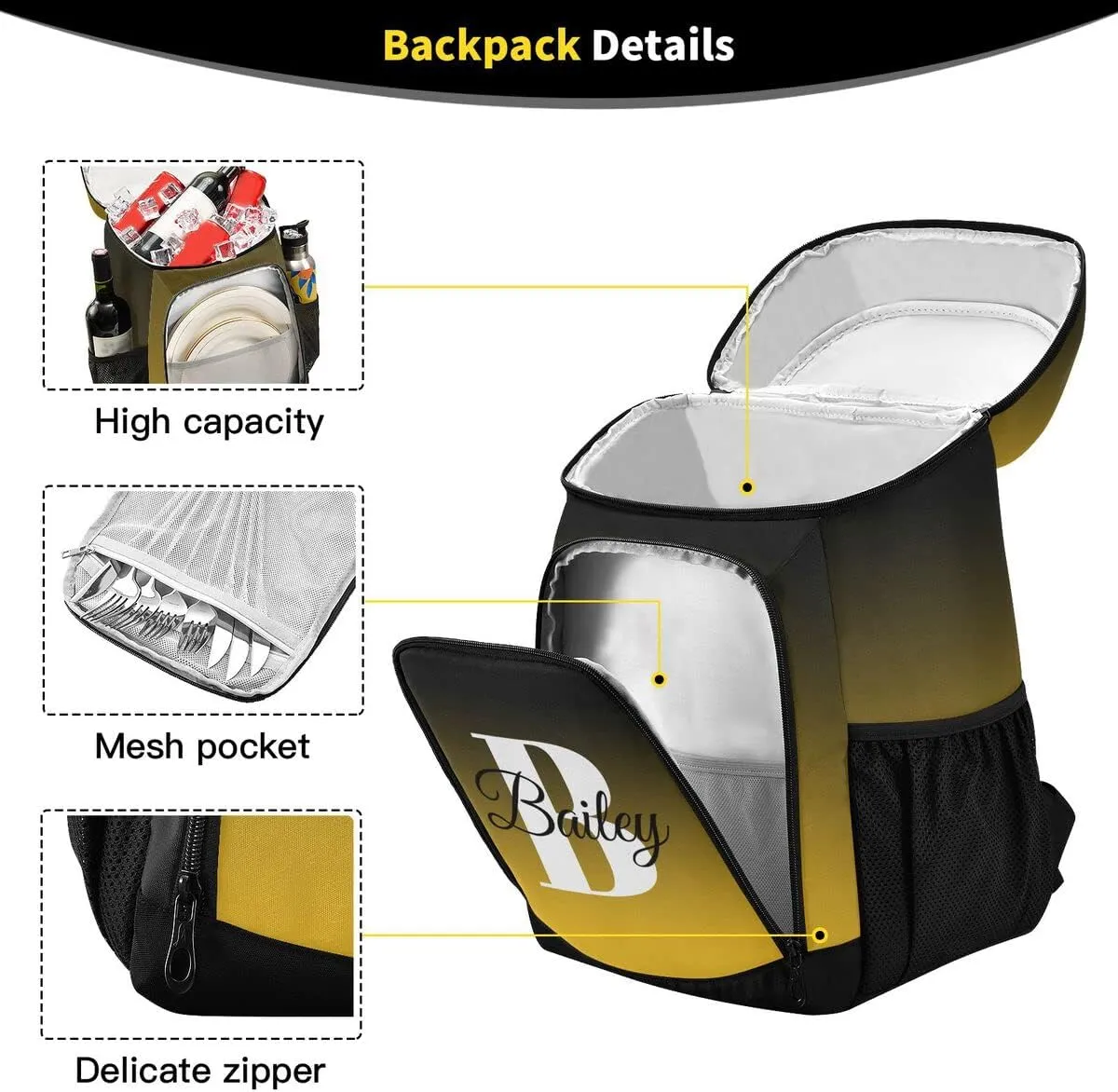 Rainbow Gradient Custom Cooler Backpack Leakproof Backpack Cooler Personalized Insulated Lunch Cooler Bag 30 Cans Camping Coolers for Men Women