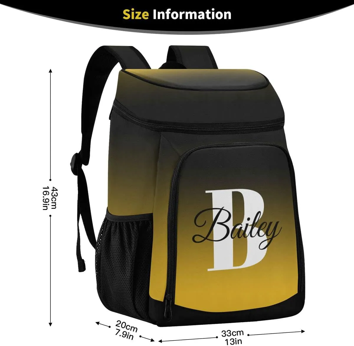 Rainbow Gradient Custom Cooler Backpack Leakproof Backpack Cooler Personalized Insulated Lunch Cooler Bag 30 Cans Camping Coolers for Men Women