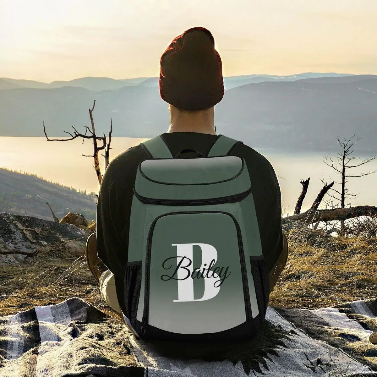 Rainbow Gradient Custom Cooler Backpack Leakproof Backpack Cooler Personalized Insulated Lunch Cooler Bag 30 Cans Camping Coolers for Men Women