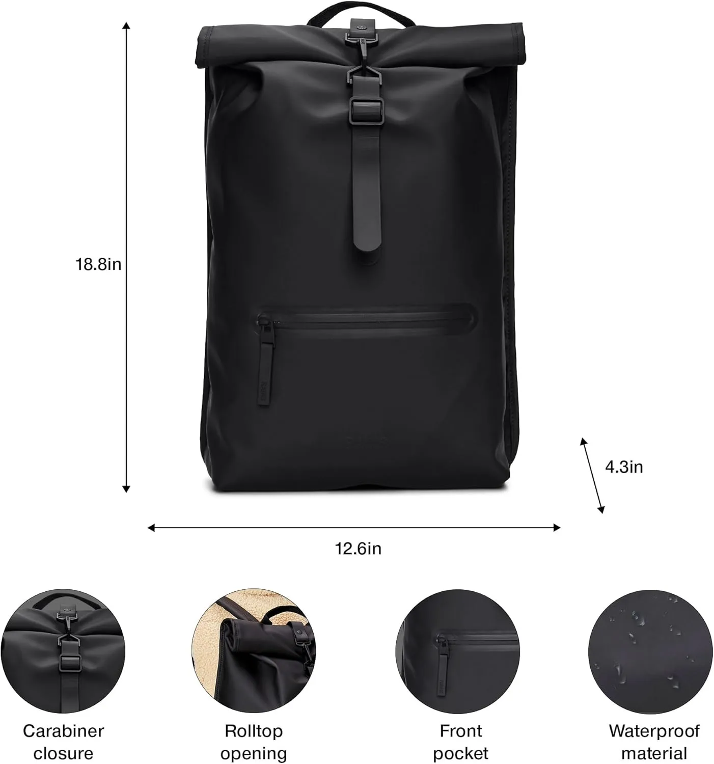 RAINS Old Version Rolltop Rucksack - Black