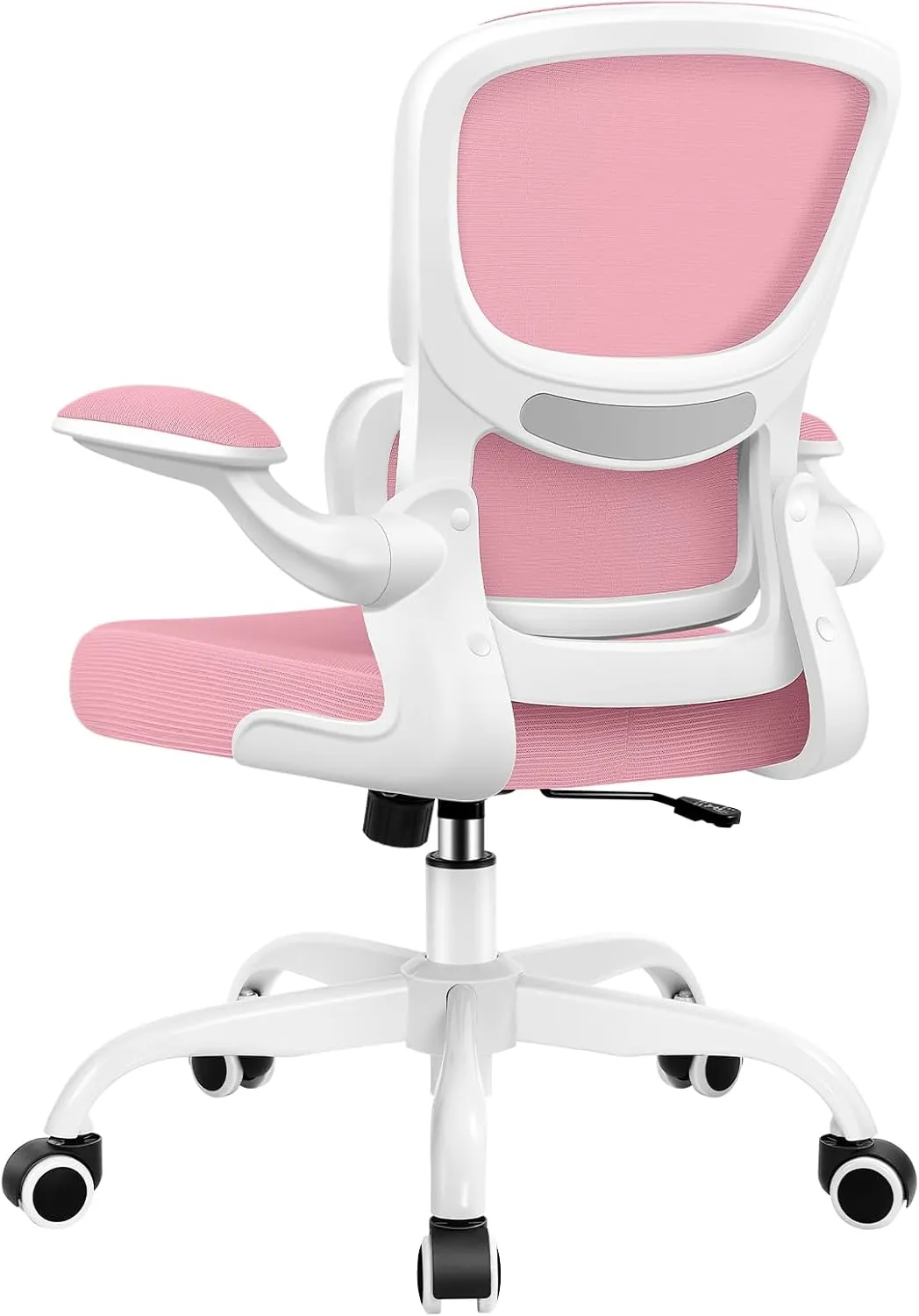 Razzor Ergonomic Desk Chair with Lumbar Support and Adjustable Armrests, Breathable Mesh Mid Back Computer Chair, Reclining Office Chair for Home Office - Pink