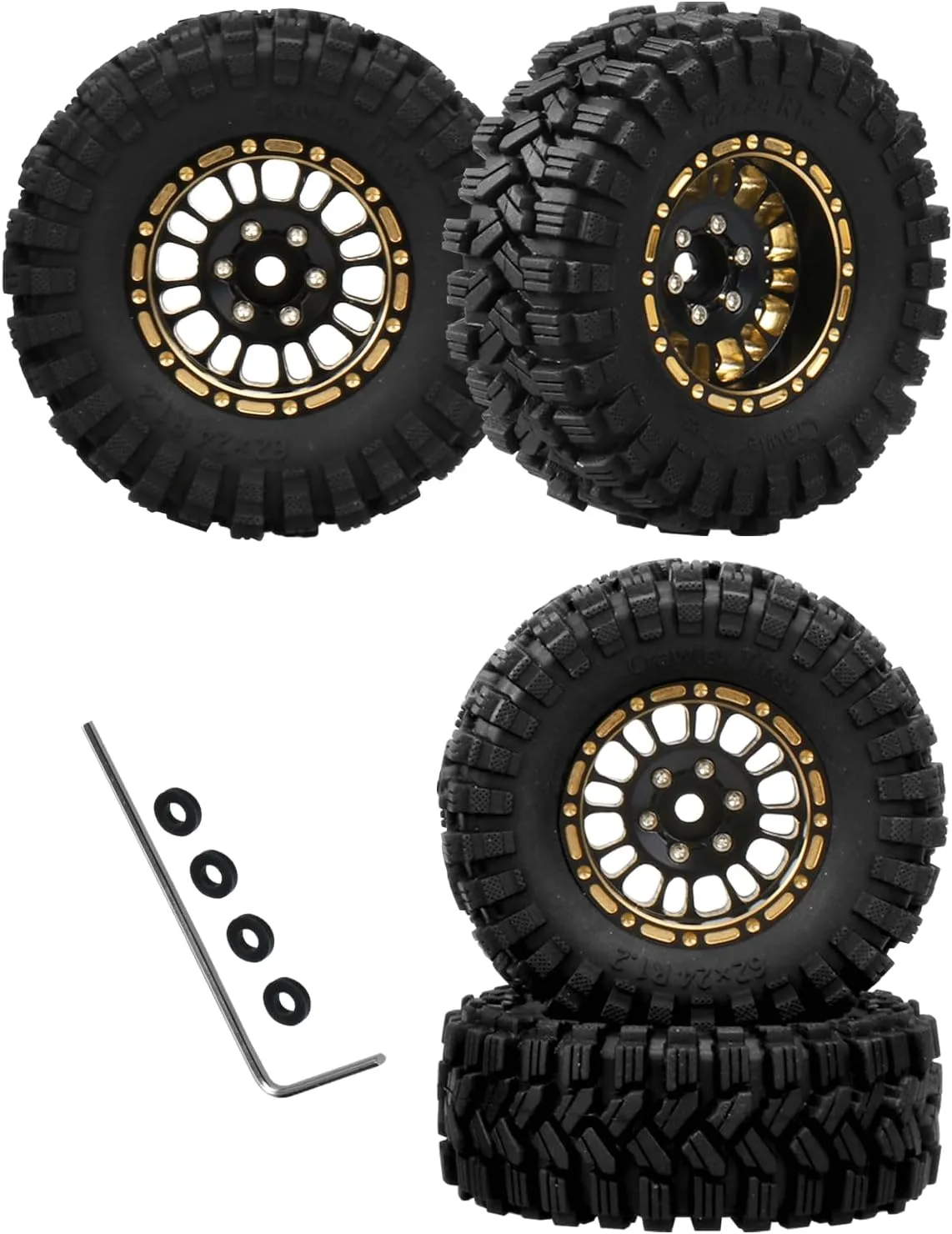 RC 1.2in Truck Tires for 1/18 1/24 RC Crawler Car Trx4m Axial SCX24 FMS FCX24,4PCS RC Full Brass Beadlock Wheel Soft Rubber Tires Set