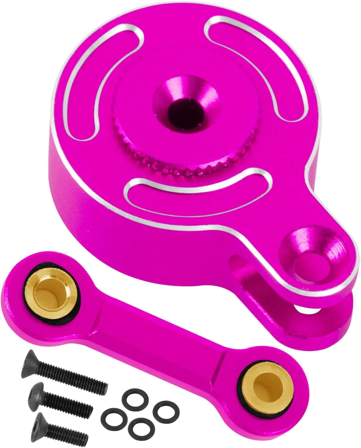RC Servo Saver Set 25T Upgrades Part for 1/10 Big Rock 3S BLX,Granite/Senton 3S BLX & Mega 550,Kraton/Outcast 4S BLX,1/8 Typhon 3S BLX& Mega 550,Alloy Fixed Link Steering Servo Saver,Pink