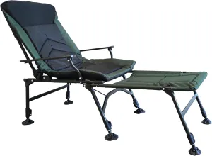 Reclining Camping Chair with Footrest, Adjustable Backrest 90-180°, Foldable Outdoor Lounge Chair, 330 lbs Capacity, Green and Black