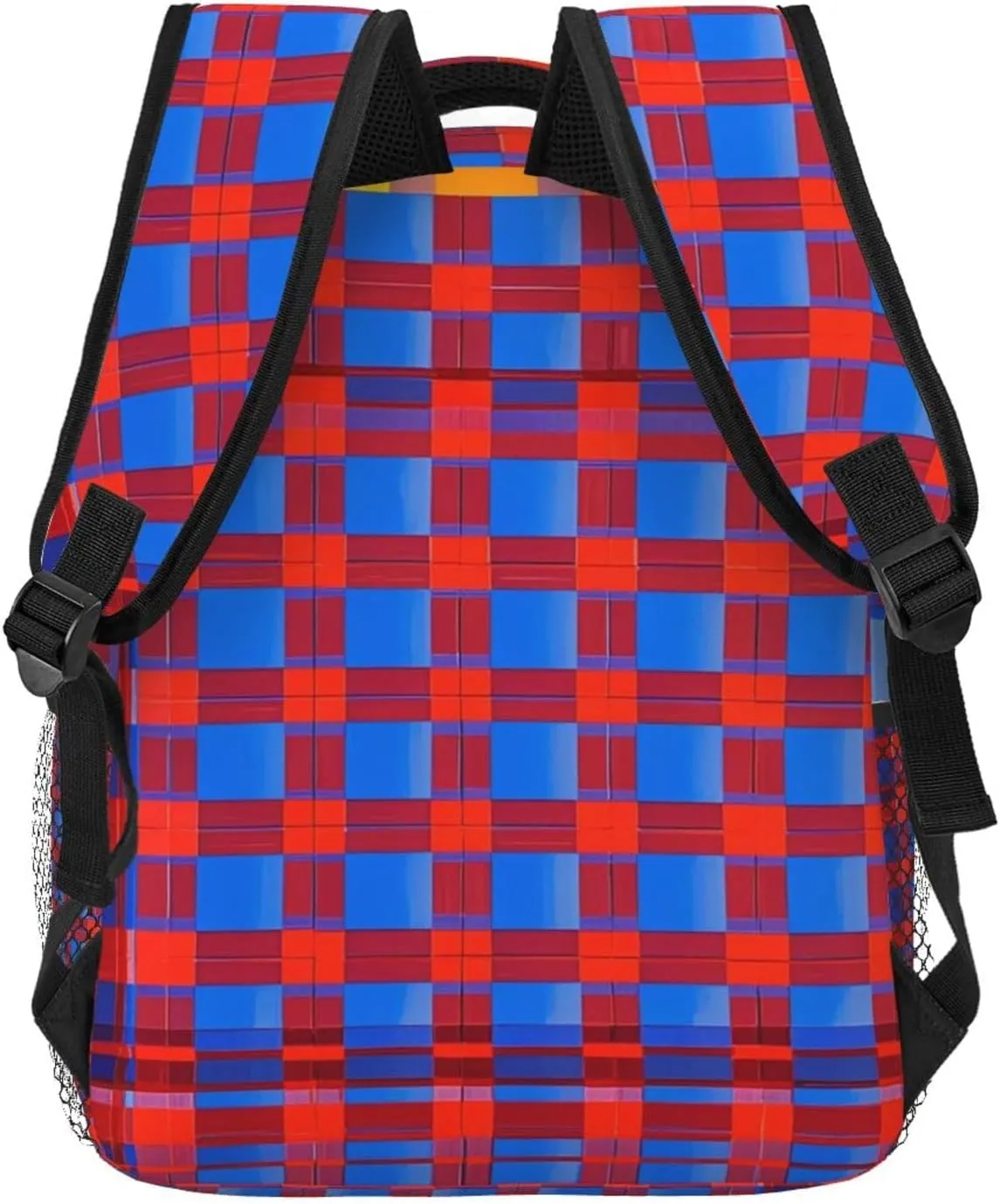 Red Scottish Tartan Plaid Art Rucksacks Lightweight Multipurpose Anti-Theft Shoulder Bag Big Capacity Traveling & Camping Backpack With Side Pockets