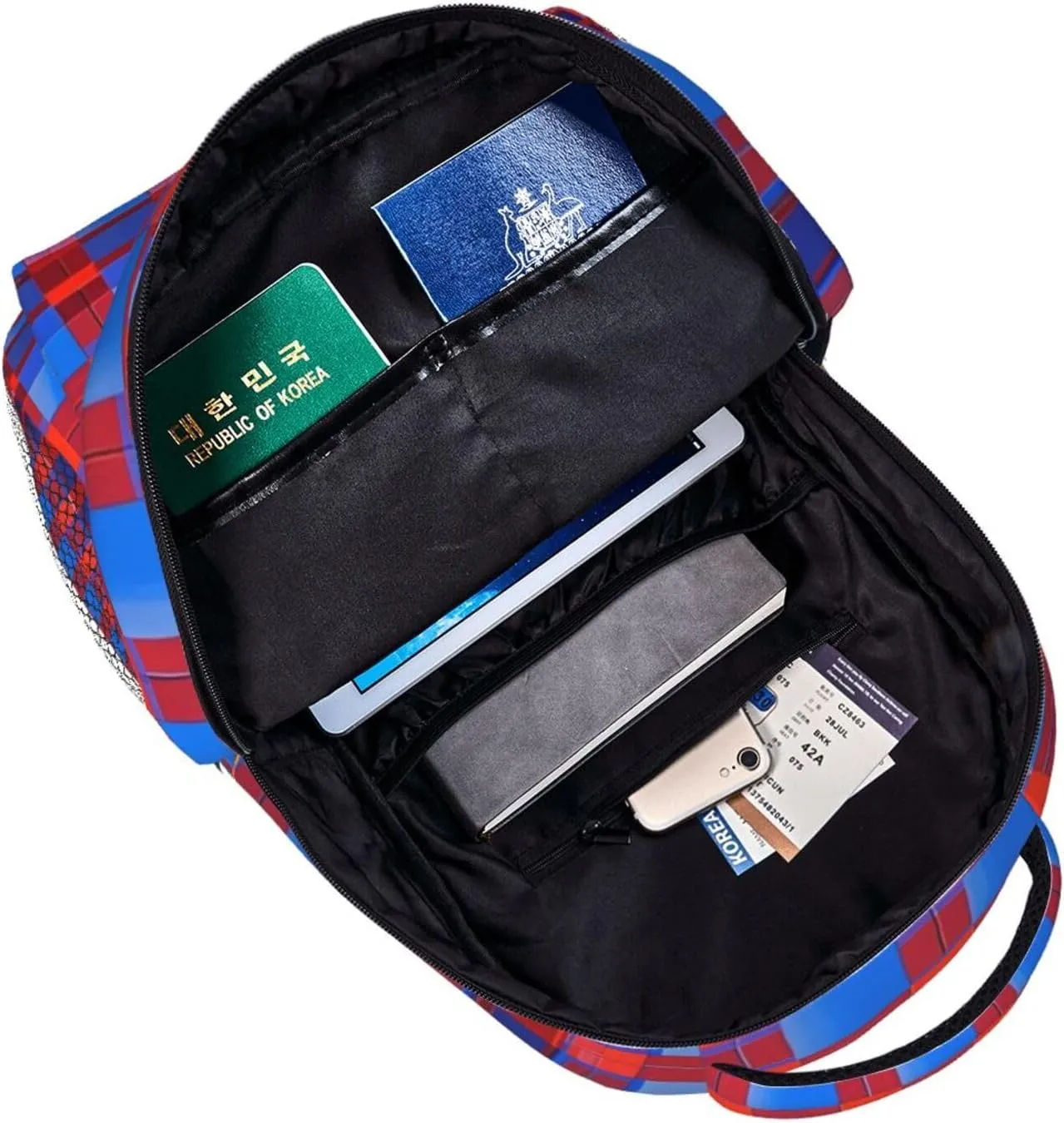 Red Scottish Tartan Plaid Art Rucksacks Lightweight Multipurpose Anti-Theft Shoulder Bag Big Capacity Traveling & Camping Backpack With Side Pockets