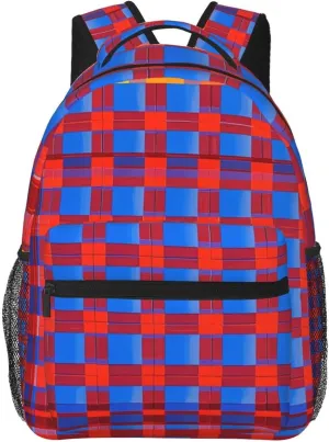 Red Scottish Tartan Plaid Art Rucksacks Lightweight Multipurpose Anti-Theft Shoulder Bag Big Capacity Traveling & Camping Backpack With Side Pockets