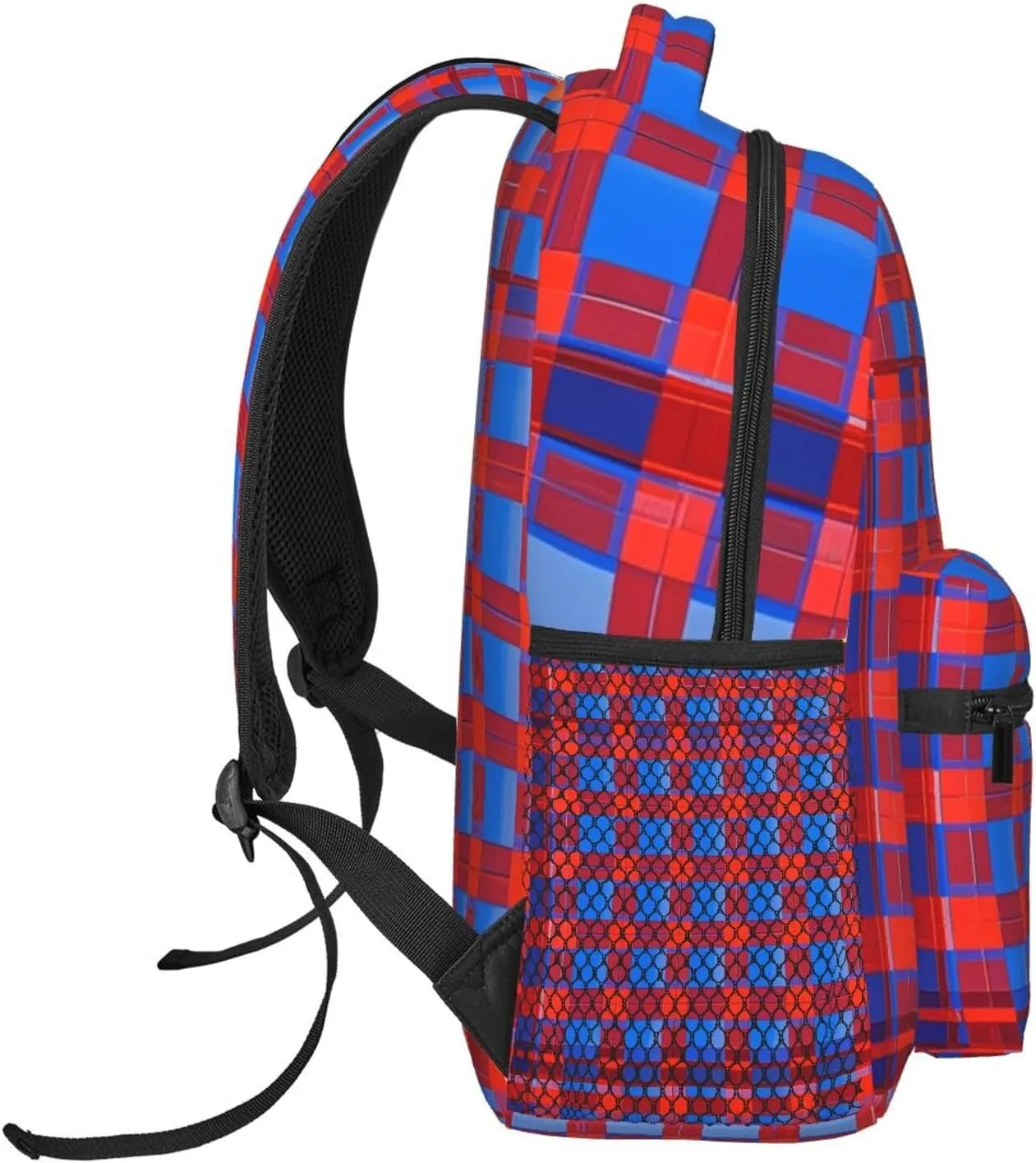 Red Scottish Tartan Plaid Art Rucksacks Lightweight Multipurpose Anti-Theft Shoulder Bag Big Capacity Traveling & Camping Backpack With Side Pockets