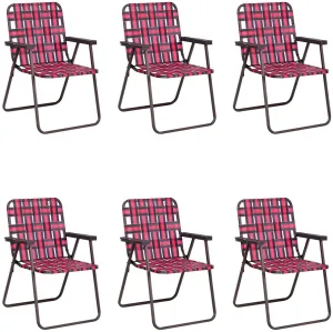 Red Steel Folding Patio Outdoor Chair (6-Pack)