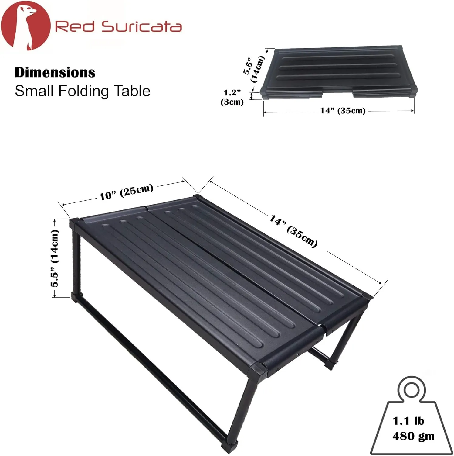 Red Suricata Camping & Beach Table - Folding Portable Lightweight Metal Picnic Table for Outdoors, Camp, Hiking & Trekking (Small)