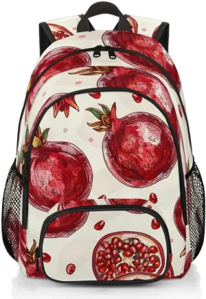 Red Sweet Pomegranate Backpack for Women Men Travel Casual Daypack Laptop iPad Tablet Shoulder Bag Lightweight Backpack with Multiple Pockets