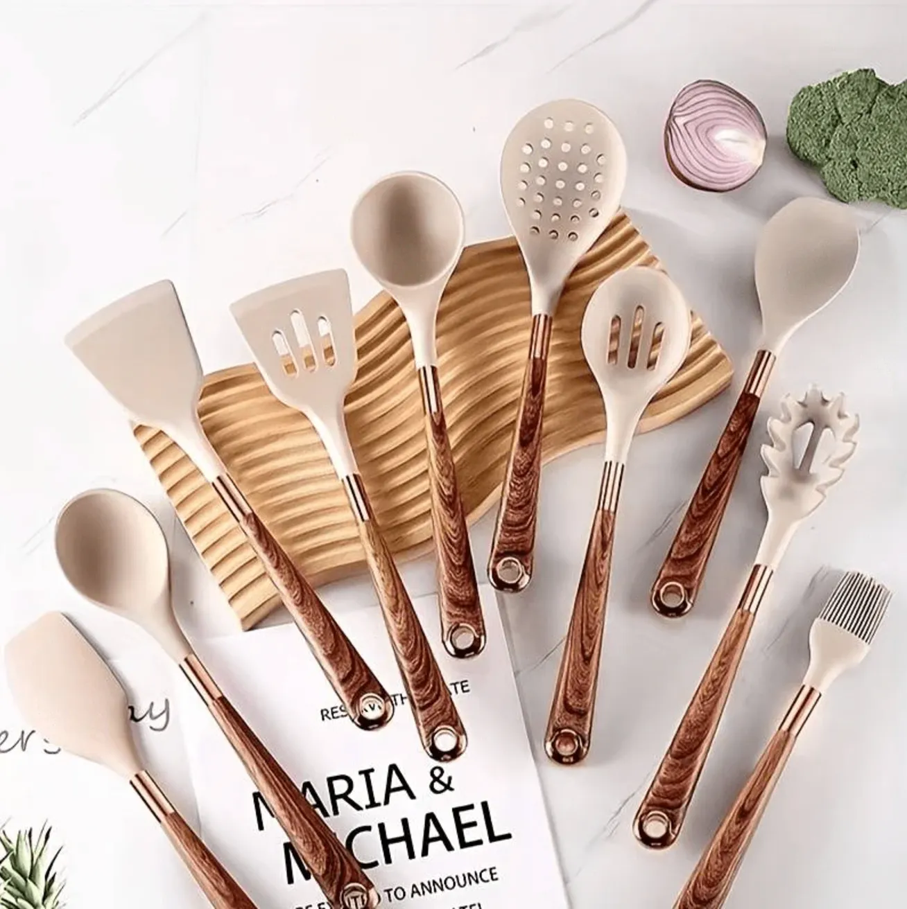 Redwood Pattern Silicone Kitchen Set (10-Piece)
