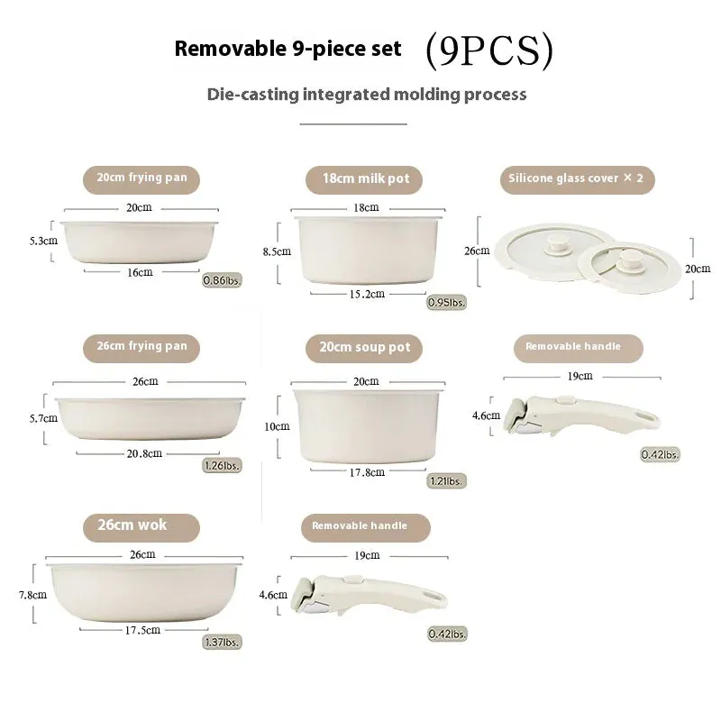 Removable Handle Non-Stick Pan Set