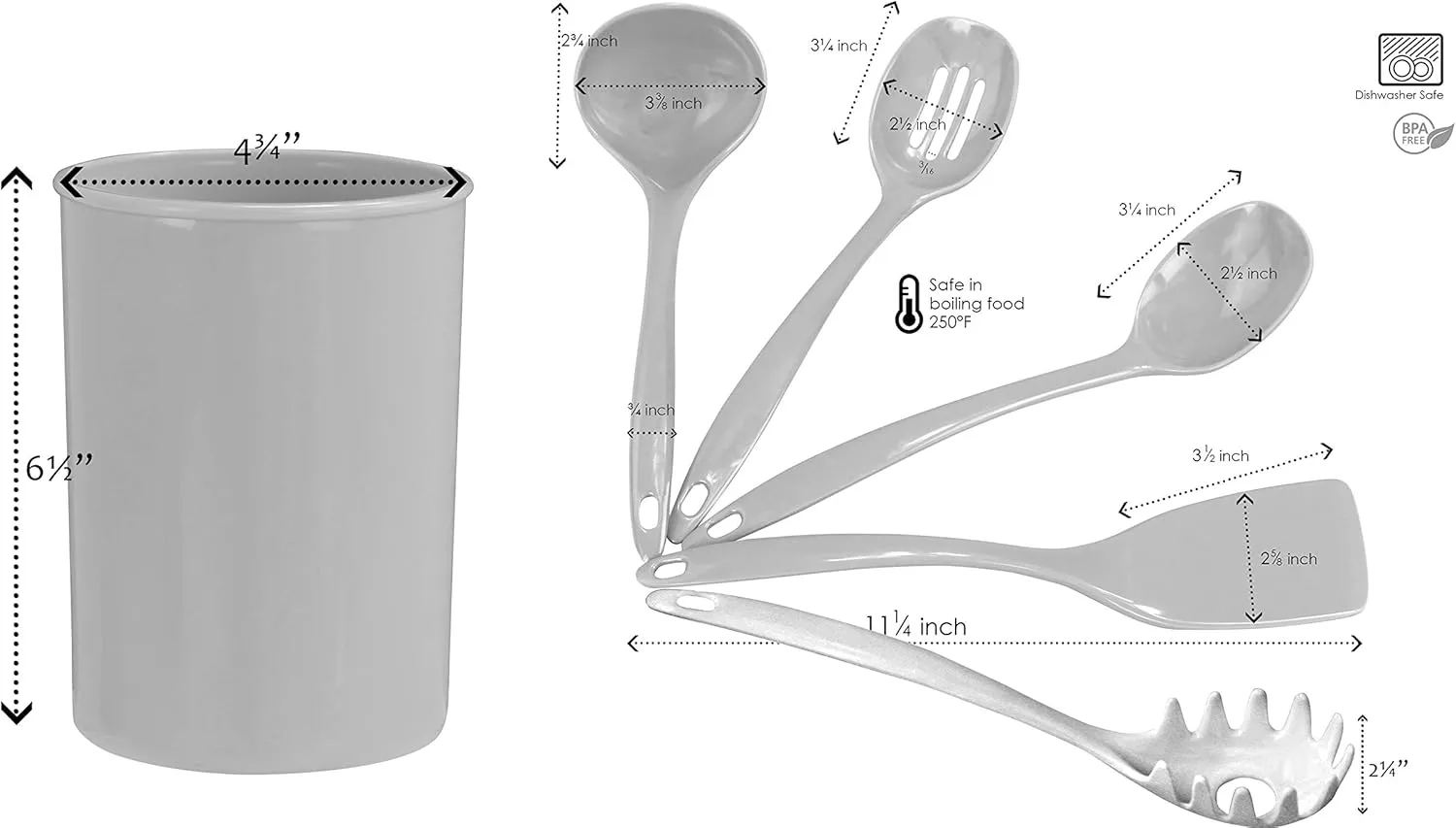 Reston Lloyd 6 Piece Kitchen Utensil Holder for Kitchen Counter, Utensils Crock with Heat Resistant Spoon, Slotted Spoon, Ladle, Spatula BPA Free, Indigo