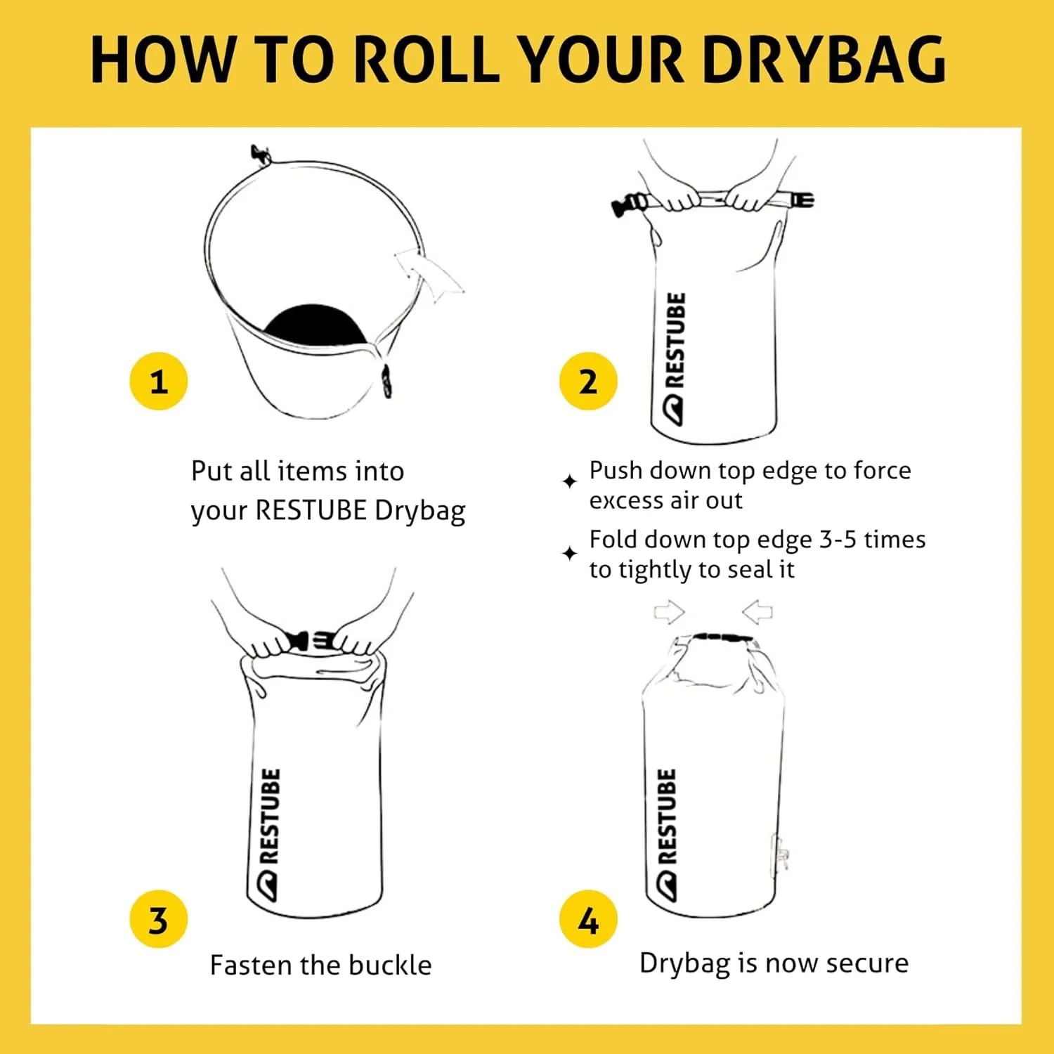 restube Waterproof Drybag - Premium Quality for Ultimate Protection | Versatile and Spacious | Ideal for Travel, Hiking, Water Activities | 100% Waterproof and Durable