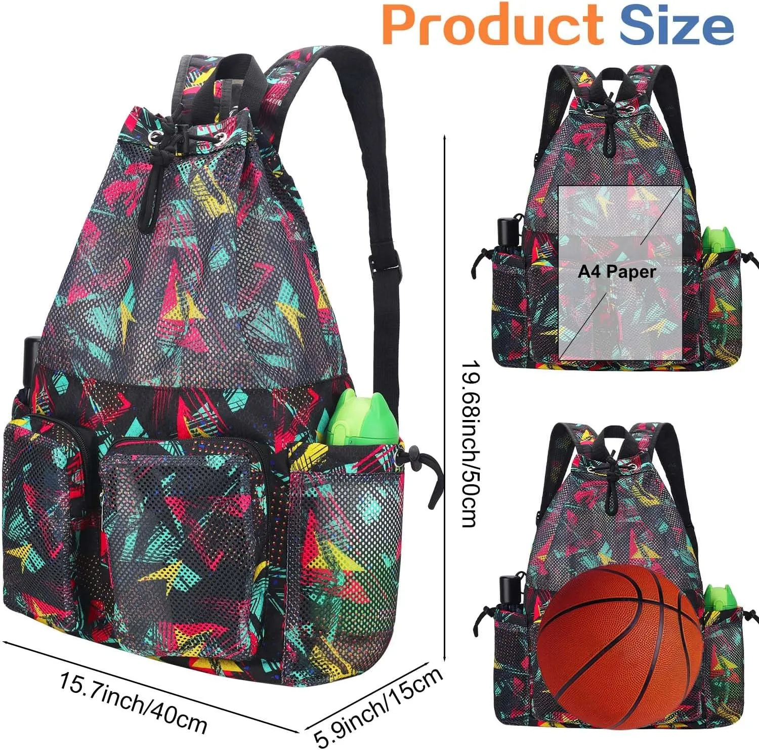 RHCPFOVR Mesh Swim Bags for Swimmers - Drawstring Backpack for Women Men Swim Team Gear Swimming Beach Gym Bag Sports Pool
