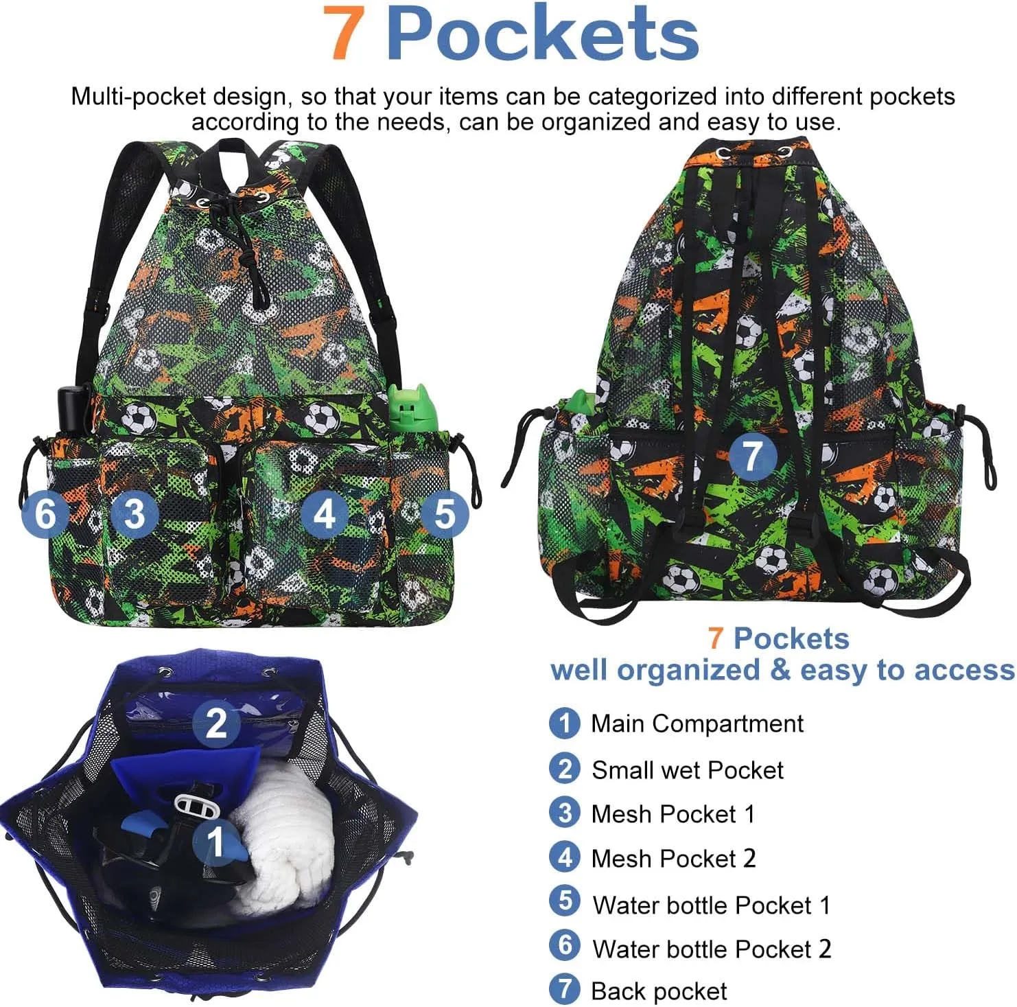 RHCPFOVR Mesh Swim Bags for Swimmers - Drawstring Backpack for Women Men Swim Team Gear Swimming Beach Gym Bag Sports Pool