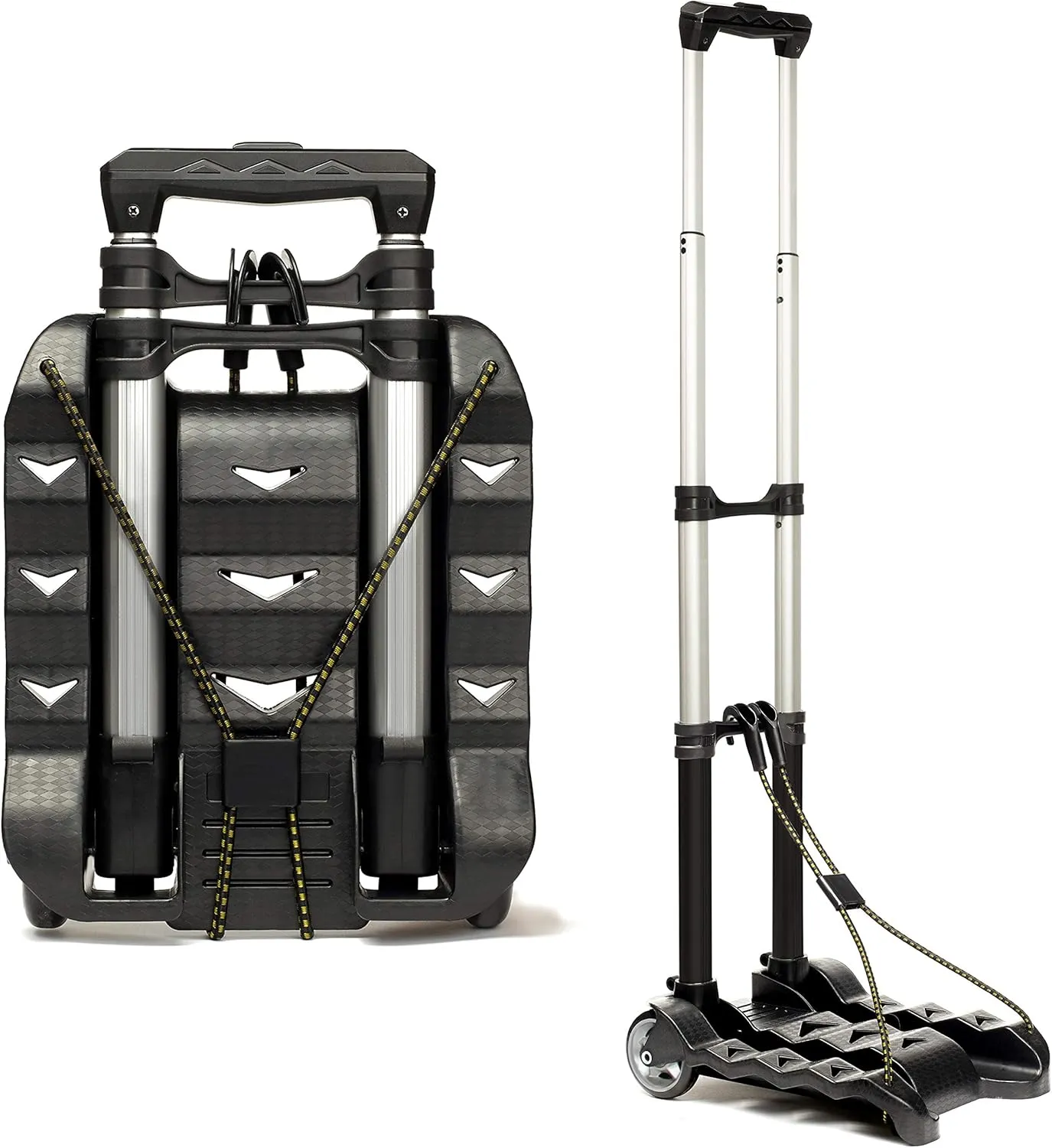 RMS Folding Luggage Cart - Lightweight Aluminum Collapsible and Portable Fold Up Dolly for Travel, Moving and Office Use (Black)