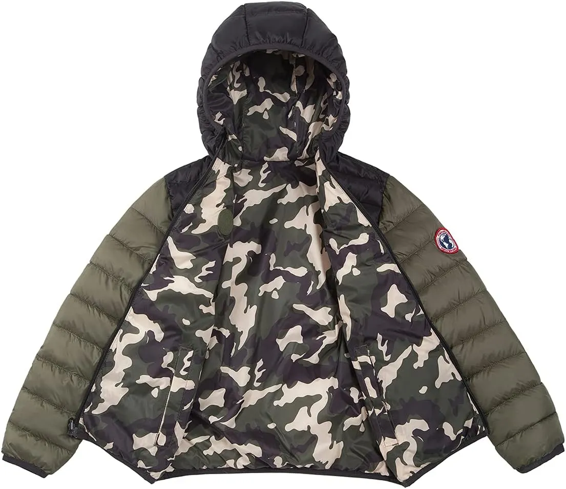 Rokka&Rolla Boys' Reversible Lightweight Puffer Jacket Hooded Water-Resistant Winter Coat