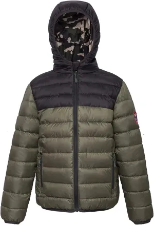 Rokka&Rolla Boys' Reversible Lightweight Puffer Jacket Hooded Water-Resistant Winter Coat