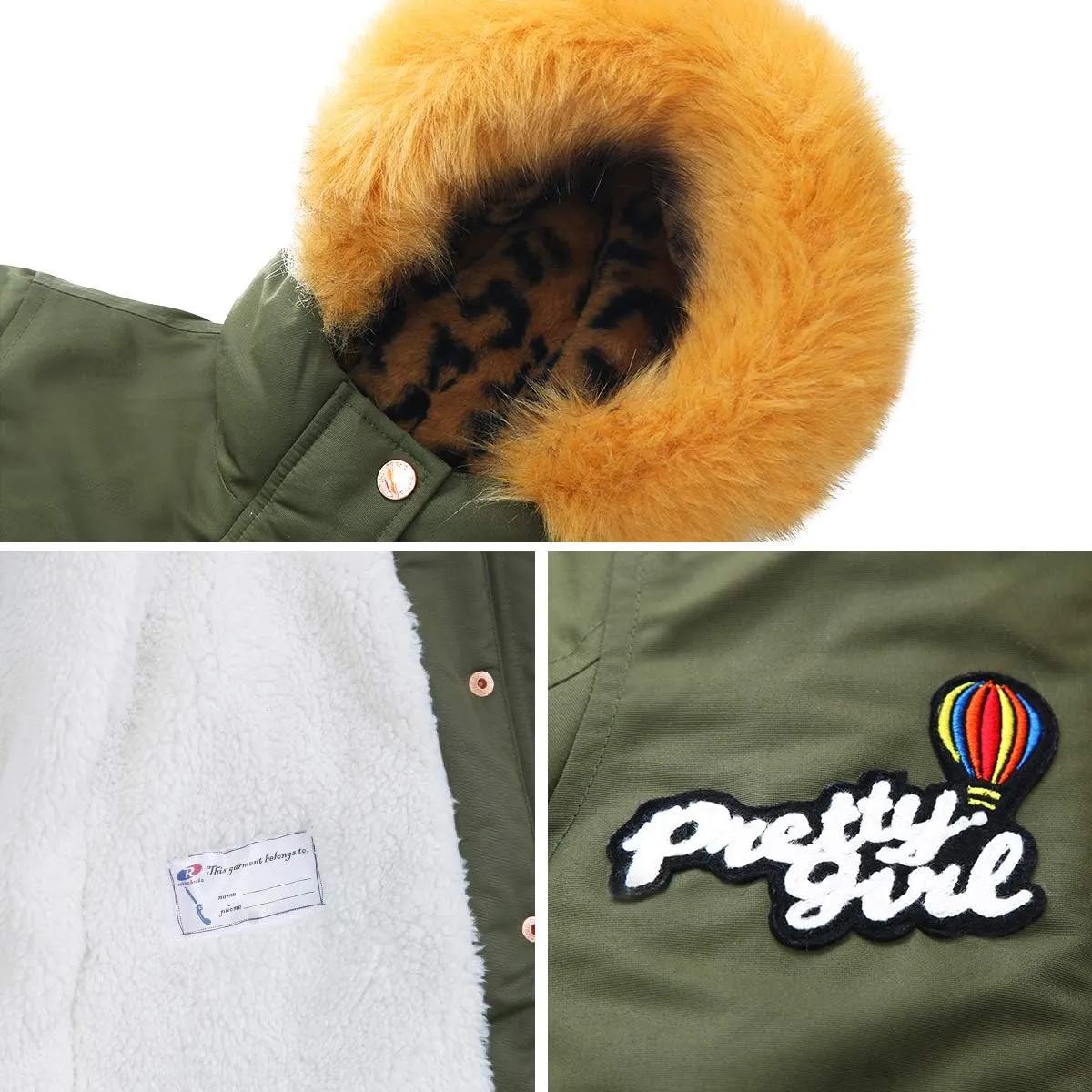 Rokka&Rolla Girls' Water-Resistant Winter Coat Warm Sherpa Fleece Lined Parka Jacket with Hooded Fur