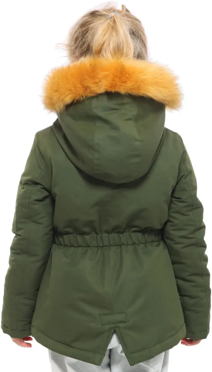 Rokka&Rolla Girls' Water-Resistant Winter Coat Warm Sherpa Fleece Lined Parka Jacket with Hooded Fur