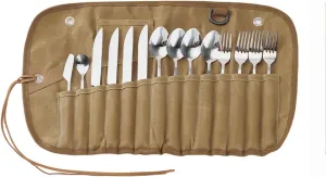 Roll Up Cutlery Bag, Hanging Cutlery Organizer, Portable Outdoor Camping Spoon Fork Utensils Storage Bag