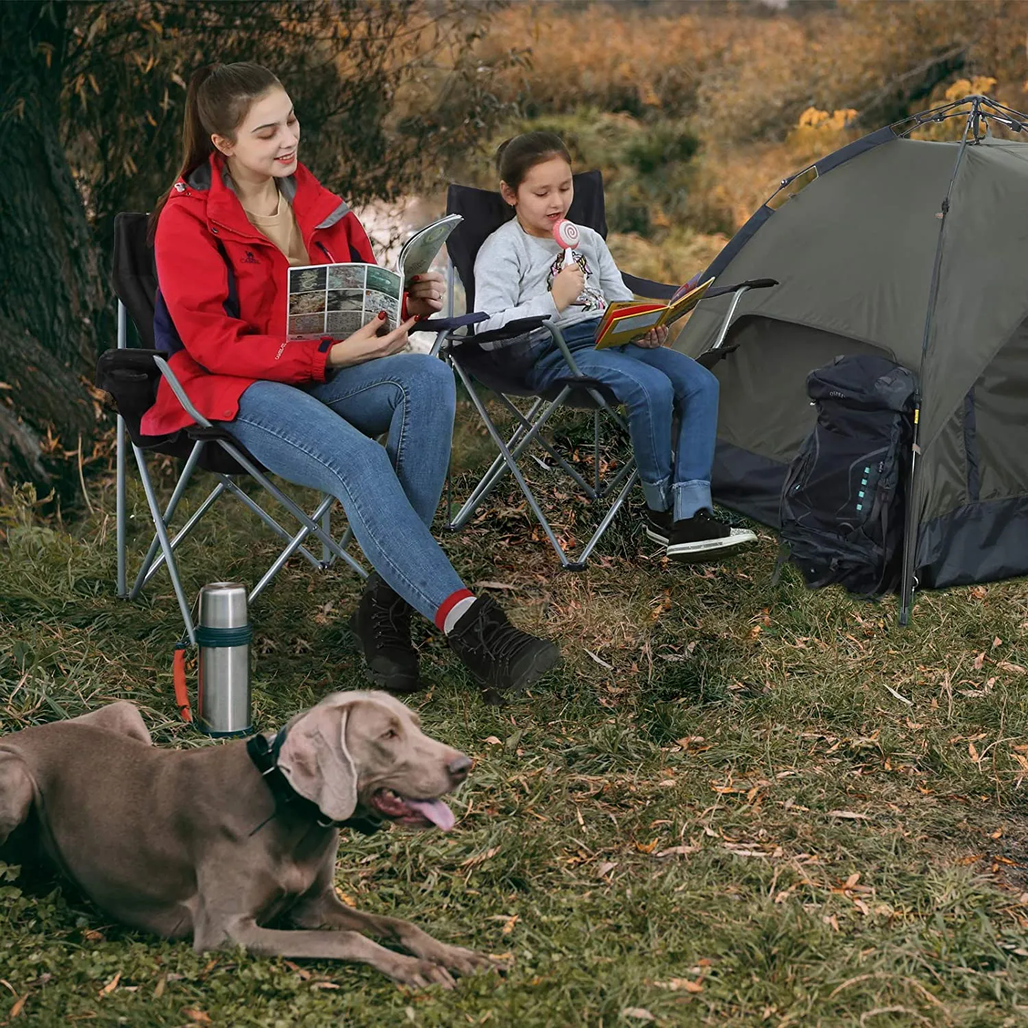 Rootz 2 Piece Folding Camping Chairs - Outdoor Chairs - Fishing Chairs - Lightweight & Portable - 84cm x 52cm x 81cm