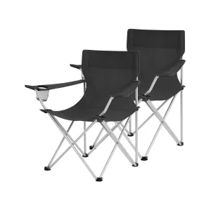 Rootz 2 Piece Folding Camping Chairs - Outdoor Chairs - Fishing Chairs - Lightweight & Portable - 84cm x 52cm x 81cm